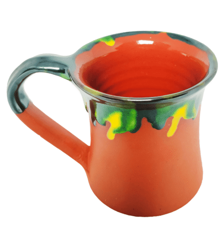 Terracotta GlazedYellow and Black Design Coffee Mug