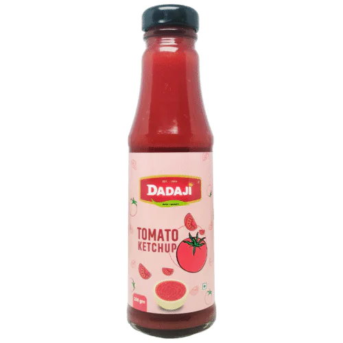 Dadaji Pure Tomato Ketchup | Rich & Tangy Tomato Sauce | Made from Fresh Tomatoes | Smooth & Thick Texture | Perfect for Snacks, Fries & Fast Food | No Artificial Colors or Preservatives | Ideal for Daily Use | Available in 100gm, 200gm, 500gm, 1kg & 5.5kg | Sauces & Condiments