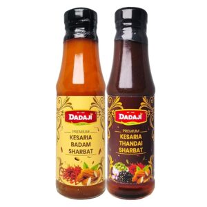 Dadaji Chotu Holi Gift Set | Dadaji Premium Kesaria Thandai and Kesaria Badam in a Attractive Jute Bag | Best Festive Combo For Holi | 200ml each | Traditional Indian Drink Mix | Refreshing Herbal Beverage with Natural Ingredients for Hydration and Refreshment