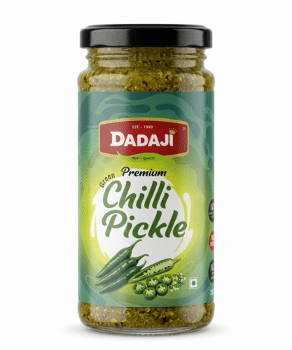 Dadaji Green Chilli Pickle | Fiery, Tangy & Spicy | Good for Rice, Parathas, Sandwiches & Wraps | Pickles & Chutneys